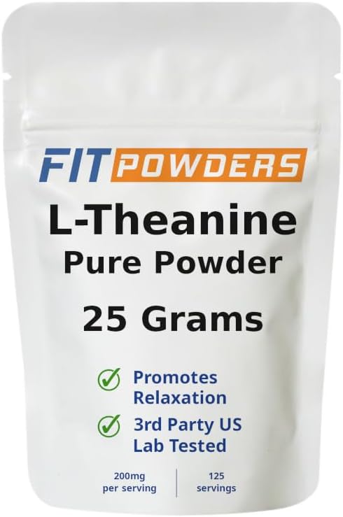 L-Theanine Powder 25g – L Theanine Supplement, Scoop Included, Pure, Non-GMO, Vegan, Gluten-Free