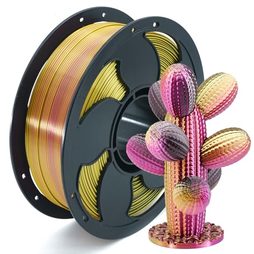 Image of Silk Tri Color Gold Fuchsia Black PLA 1.75mm 1kg Shiny 3D Printer Filament | Silk finish Gold Fuchsia Black Coextrusion Smooth transition Neatly wound Low warping 1kg spool 2.2lbs for Bambu Snapmaker