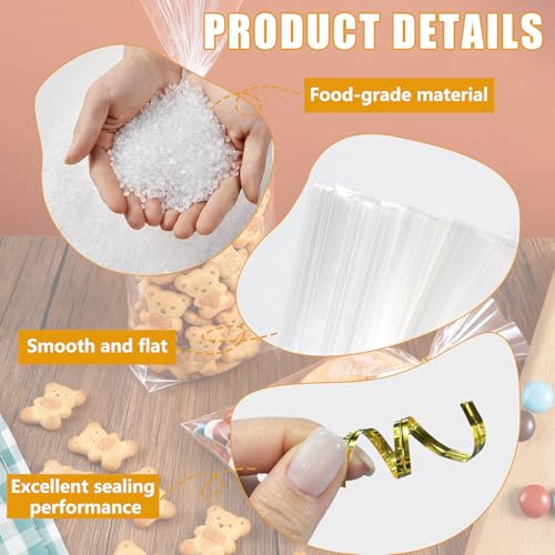 VBK 100 Stück Transparente OPP-Tüten, Plastiktüten Cellophantüten, 8-Faden-Doppelschicht Transparente Für Kekse Und Gebäck, 13.3x26.7cm Verpackung Für Süßigkeiten Und Brot