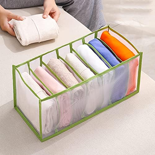 MUYOGRT Clothes Drawer Organizer, Jeans Dividers Storage Box, 7/9 Grid Closet Organizer and Storage Baskets, Foldable Drawer Organizer Suitable for Pants Underwear T-Shirt