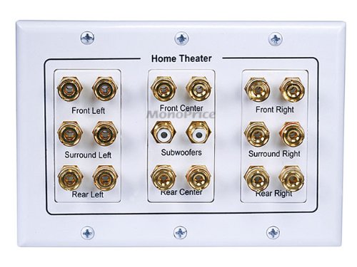 Datacomm Electronics 45-0069 7.1 Surround Sound 3-Gang Plate - White (Discontinued By Manufacturer) #TOP3