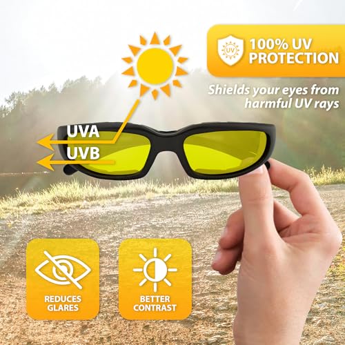 Global Vision Chicago Motorcycle Riding Sunglasses Black Frame w/Yellow Lenses3