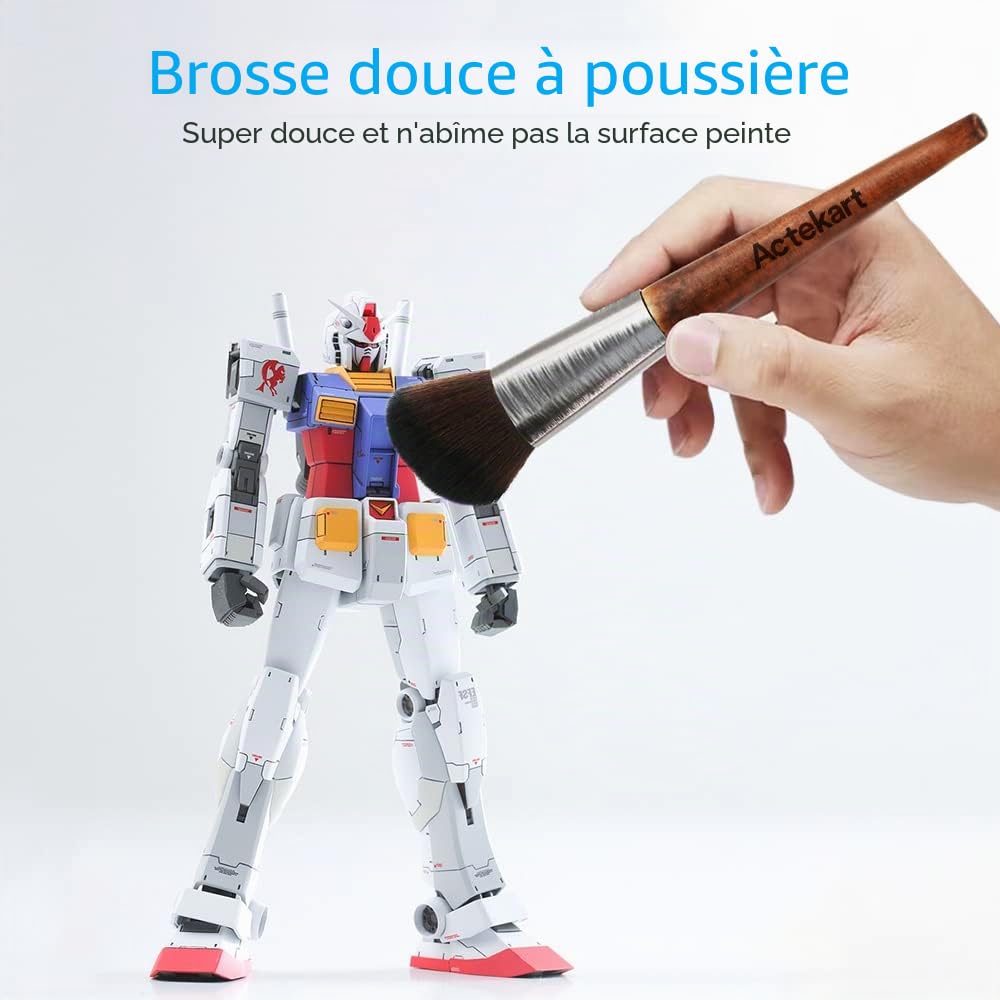 Lot de 3 brosses de nettoyage pour maquettes (manche en bois premium) - Brosse à dépoussiérer douce pour figurines, brosse professionnelle pour statues, figurines de collection, loisirs