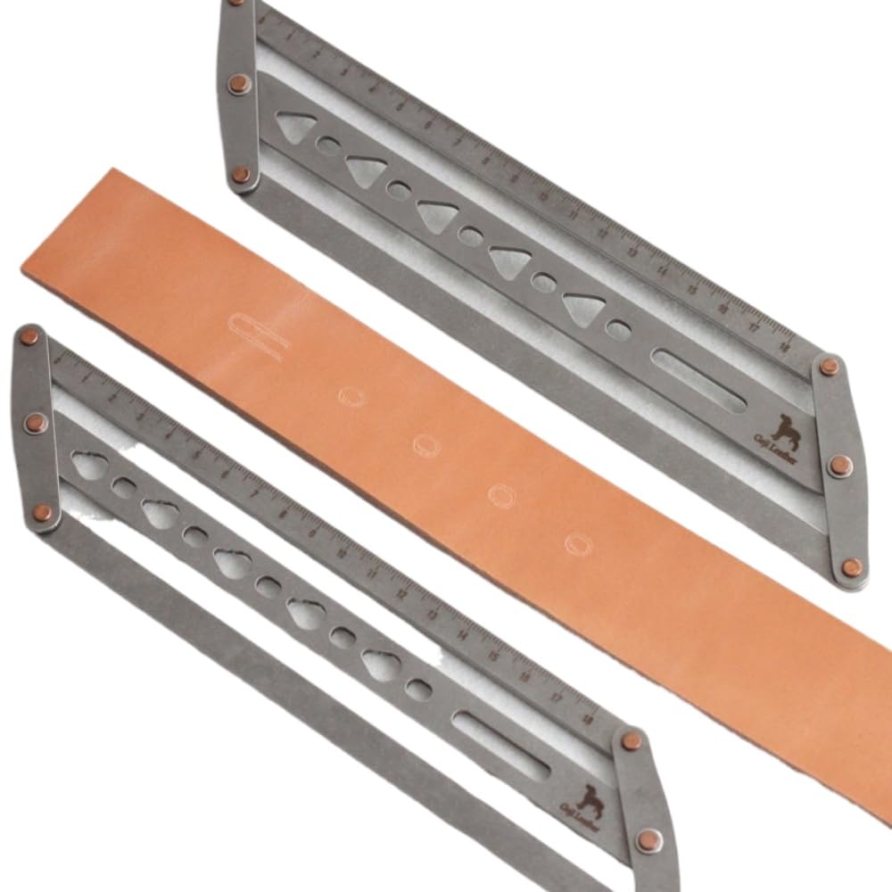 Steel Ruler for Leather Belt Punching Hole Positioning Ruler Assist Mark Hole Position Keep All The Holes in One Line（Drop）