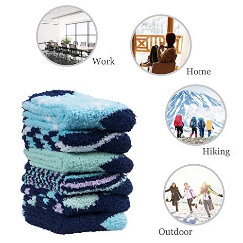 Image of Loritta 6 Pairs Womens Fuzzy Socks, Winter Warm Fluffy Slipper Socks