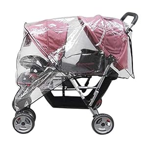 Universal Twins Baby Stroller Rain Cover, Waterproof Windproof Dustproof Side by Side Tandem Double Pushchair Rain Wind Cover Baby Carriage Pram Raincover for Baby Stroller Buggy Travel Outdoor