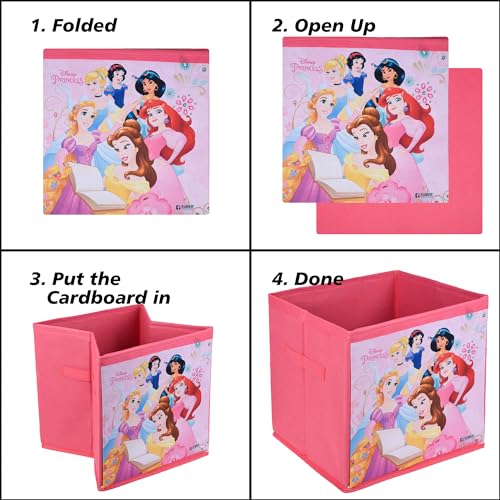 Image of Kuber Industries Pack of 2 Storage Box | Square Toy Storage Box | Wardrobe Organizer for Clothes-Books-Toys-Stationary | Drawer Organizer Box with Handle | Disney-Print | Navy Blue & Pink