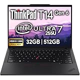 Lenovo ThinkPad T14 Gen 6 Business Laptop 14' FHD+ IPS, Intel Ultra 7 255U, 32GB DDR5 RAM, 512GB SSD, 5MP Webcam, Fingerprint, Backlit, Wi-Fi 6E, 2 Thunderbolt 4, AI PC, W11P