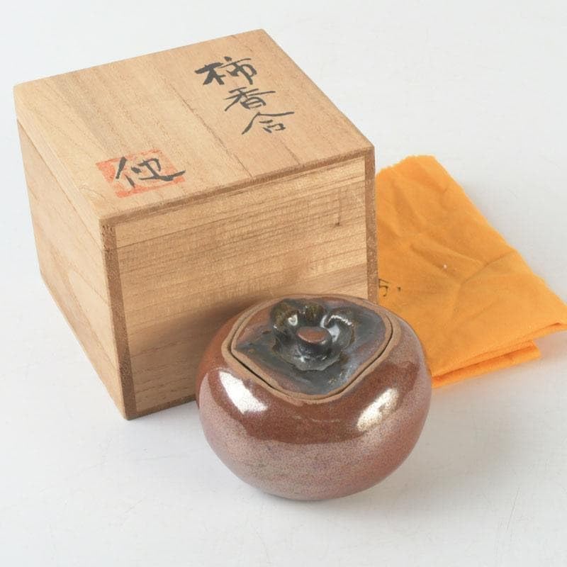 茶道具　柿　香合　共箱　V　9670 茶道具 柿 香合 共箱 V 9670 茶道具 柿 香合 共箱 V 9670香合香
