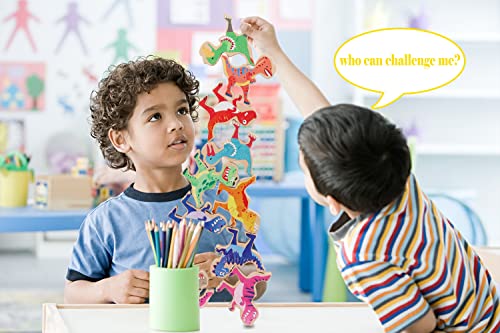 Wooden Stacking Dinosaur Toys, Aulege Dinosaur Balance Toys For Kids 4 5 6 7 Years Old, Large Dinosaur Building Blocks Set, Preschool Montessori Toys For 4+ Years Old, Birthday Gift For Boys And Girls #TOP3