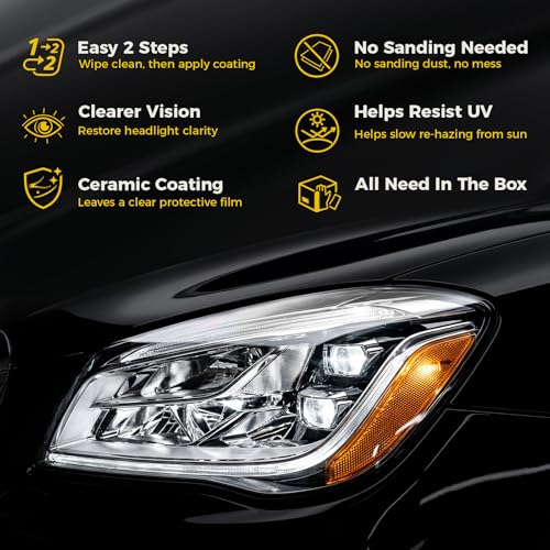 Semboh Ceramic Car Headlight Restoration Kit, No Sanding, Removes Yellowing and Cloudiness, Restores Clarity to Like New Look, No Power Tools Needed, Wipe Rinse Coat for Car Truck SUV by Semboh - Image 2