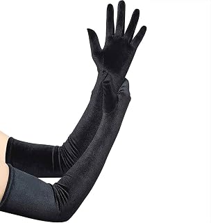 YUPPIN Long Velvet Elbow-Length Gloves for Women - Opera Style Satin Gloves, Black Bridal Wedding Dress Gloves, Flapper Pa... Price In India