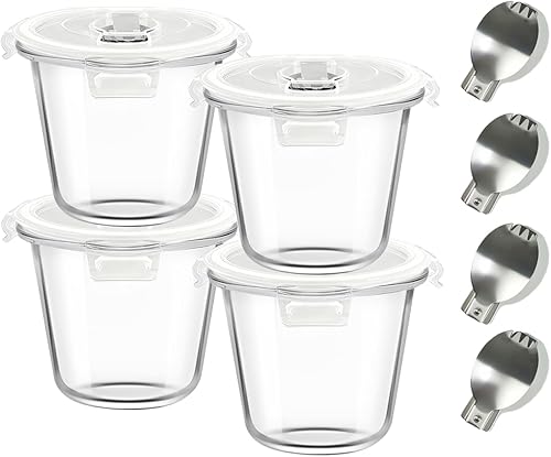 Miniatura 12 de Recipientes cuadrados de vidrio para almacenamiento de alimentos de 4 tazas con tapas, juego de recipientes de vidrio de 32 onzas, resistentes al