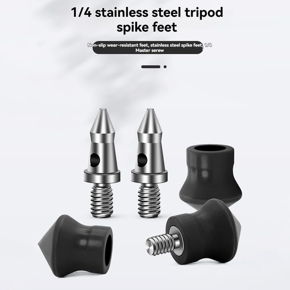 Lot de 3 Pieds de Trépied Universels avec Filetage de 1/4 Pouce en Acier Inoxydable pour Pieds de Monopode et Pièces de Rechange