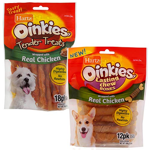 Hartz Oinkies Dog Treat Bundle With 18 Tender Treats Smoked Chicken Twist Dog Treats And 12 Chicken Wrapped Lasting Chews #TOP21