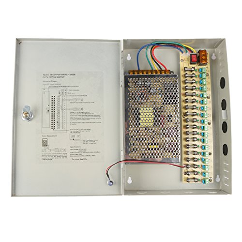 Aexit DC 12V 20A 240W 18 Channel Port Output CCTV Distributed Power Supply Box Key Lock for Security Camera (eb0120fb848f2d32e9fc69ae50133aa5)