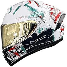Full Face Motorcycle Helmet Street Bike Racing Motocross Off Road Moto Unisex Adult Ant White DOT Approved