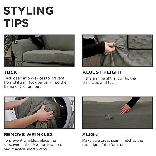 Maytex Pixel Ultra Soft Stretch 2 Piece Arm Chair Furniture Cover, Dusty Olive Green Armchair-Slipcovers #TOP6