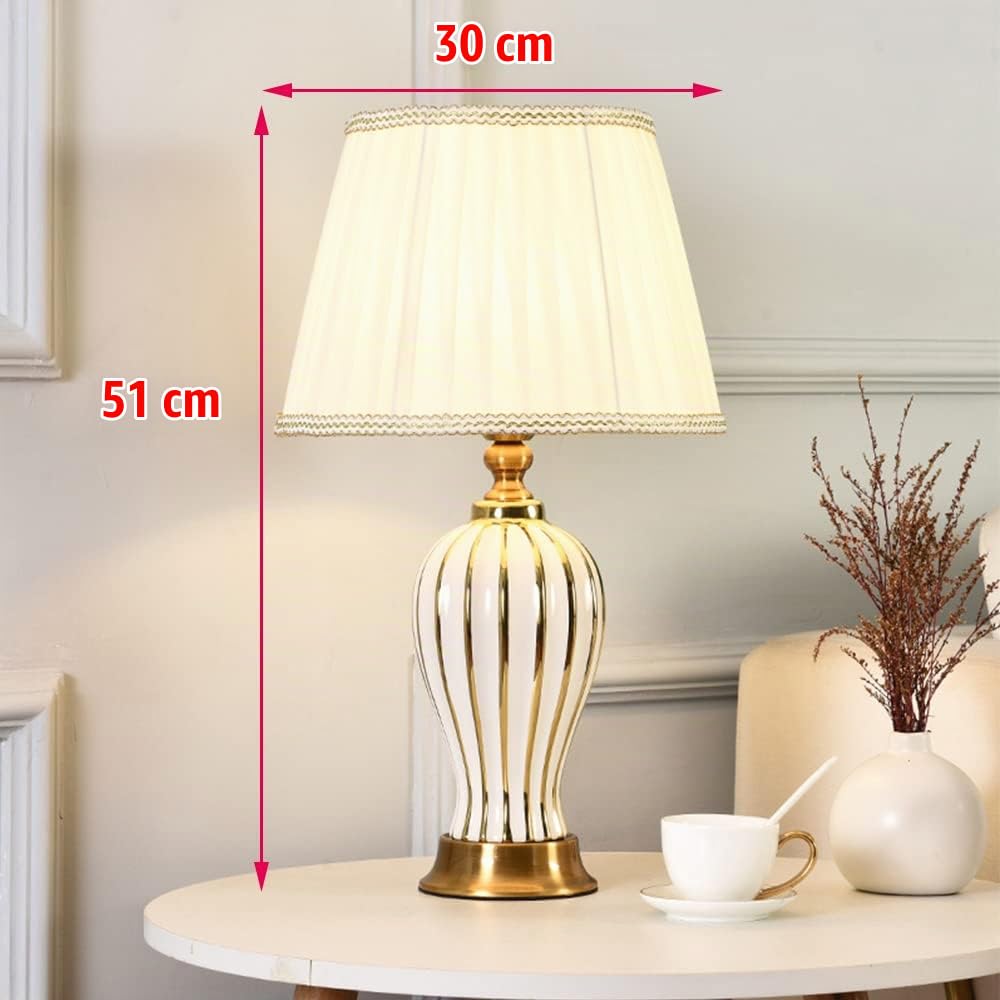E27 Lampe de table moderne salon chambre à coucher lampe de chevet simple et chaleureuse lampe de table décorative en céramique (ampoule non fournie) (Blanc)