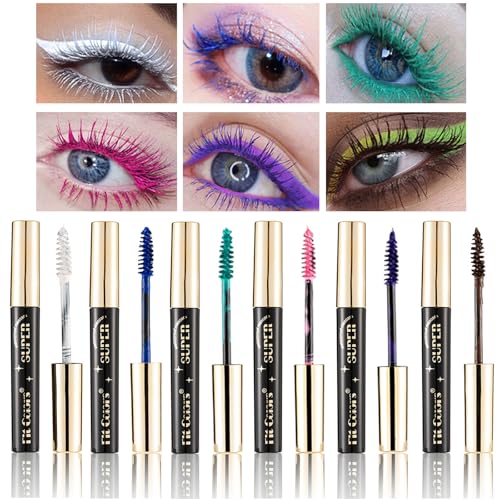 6 Farben Bunt Wimperntusche für extrem lange Wimpern, Wasserfeste Mascara für 4x mehr Volumen und kräftige Wimpern, Kein Abblättern Keine Klumpen Voluminöse Make-up Wimpern Mascara (6 pcs, 5g/pc)