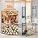 TANGZON Firewood Rack, Heavy Duty Steel Fireplace Log Holder with Fireplace Tool Set, Indoor Outdoor Log Storage Stacking Stand (90 x 33 x 77 cm)