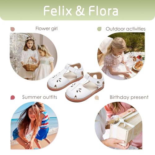 Image of Felix & Flora Toddler Girls Sandals Soft Rubber Princess Flat Shoes Flower Girl Shoes