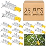 Tondiamo Chain Link Insulator Electric Fence Stainless Steel Insulator T Post Extender Wire Holders for Chain Link and Studded T & U-Posts Tubing(Yellow,25 Pcs)