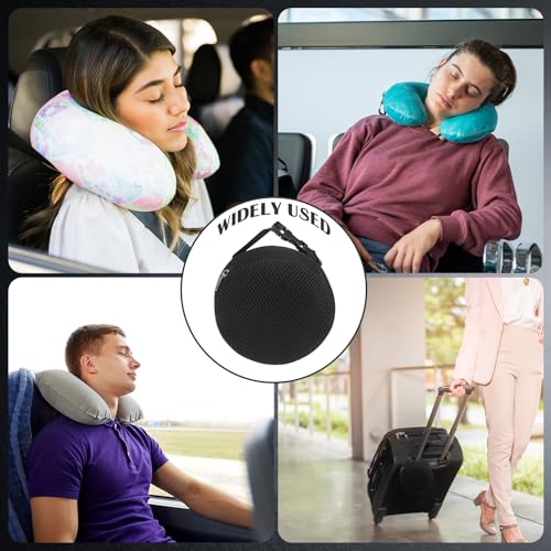 Shinylin 1 Pack Black Neck Pillow Travel Case Compact Carrying Case Bag for Airplane Train Journey Quick Release Clasp Attaches to Luggage (Pillow Not Included) — view 6
