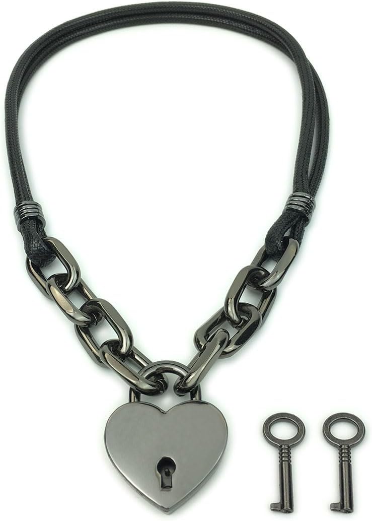 Succuba Padlock Choker Collar Necklace Lolita Collar Cat Kitty Velvet Necklace with Lock and Key For Women and Men