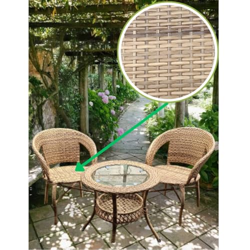 Image of 2+1 Outdoor Indoor Patio Furniture Sets REHAU Wicker Chair Patio Set Conversation Set Poolside Lawn Chairs Balcony Outdoor Garden Furniture Chair (Arabica) 48 x 48 x 78 Cm