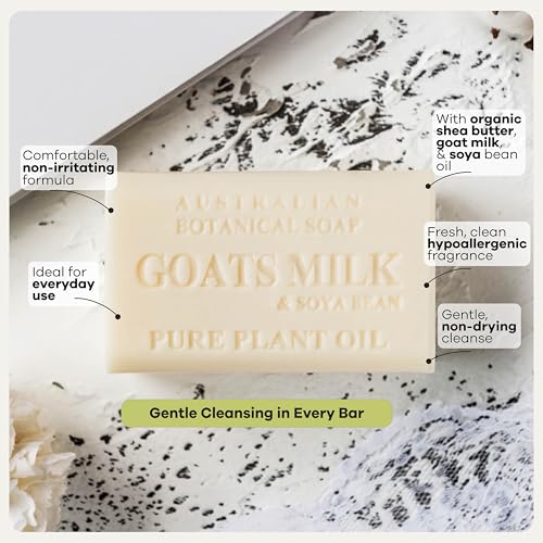 Image of Australian Botanical Soap 6.6 OZ, Pack of 16, Goat Milk Soap Bars with Soya Bean Oil, Enriched with Organic Shea Butter, Suitable for All Skin Types, Packaging May Vary