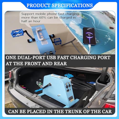 Generador portátil de pedal, generador de emergencia operado con pie, potencia de 350W para uso doméstico y exterior móvil miniatura 6