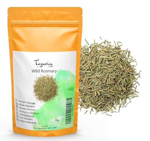 1kg Feuilles de Romarin Sauvage de l'Atlas, Entières et Séchées - Très Aromatique Comparés au Romarin Cultivé, Séchés au Soleil