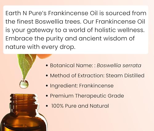 Image of Earth N Pure Frankincense Essential Oil (Loban Oil) Undiluted, Natural and Therapeutic Grade with Glass Dropper - 50 ml