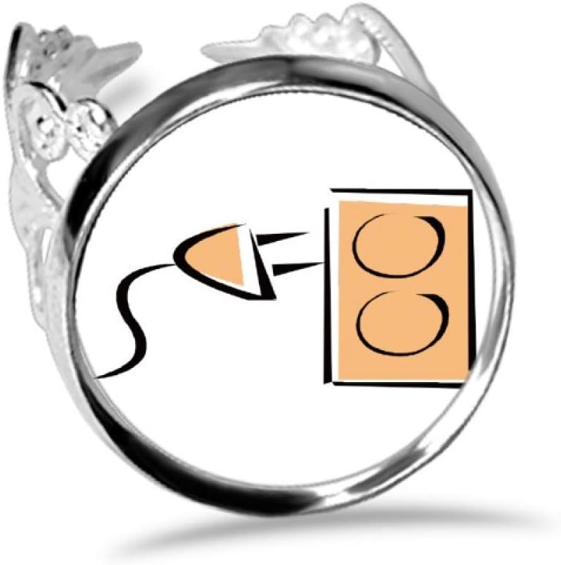 Charging Cable Plug Socket Pattern Ring Adjustable Love Wedding Engagement