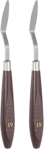 HARFINGTON 2 cuchillos de paleta No.19 de 0.335 in de ancho de acero inoxidable pequeña espátula puntiaguda cuchillo de paleta de pintura con mango