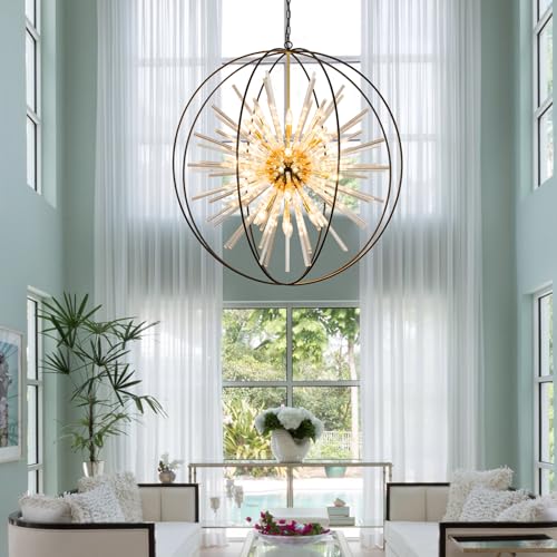 Image of Vezzio Extra Large Black and Gold Chandeliers for High Ceiling Foyer