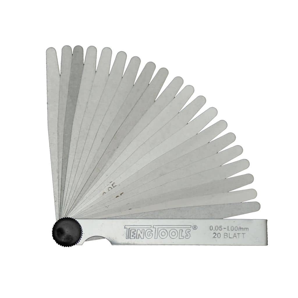 Teng Tools 20 Blade Hardened Rolled Steel Metric Feeler Gauge Set (0.05MM to 1.00MM) - FG20100, Silver