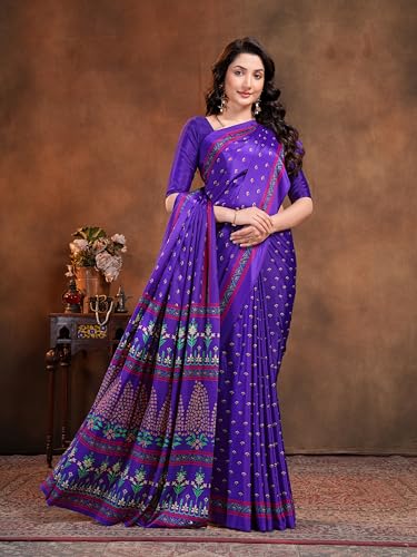 Image of Garden Vareli Floral Booti Print Crepe Saree With Unstitched Blouse Piece