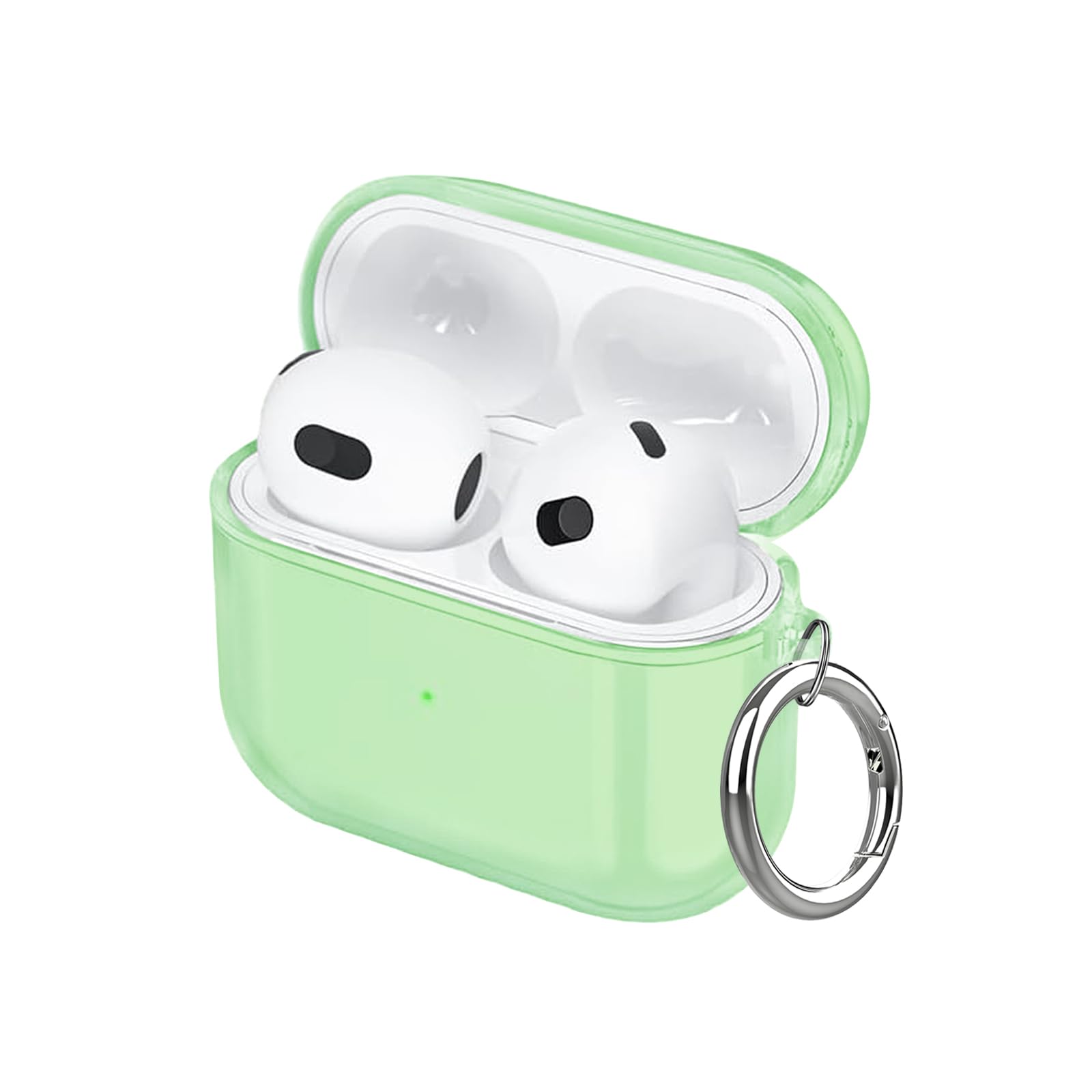 Aircawin Clear Case for Airpods 4 Case Clear 2024,Shockproof Clear Case for Airpods 4rd Generation Case Cover,Full Protective Soft Transparent TPU Case for Airpods 4 Gen Case with Keychain-Green