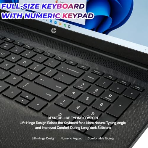 Image of HP 17.3 inch Large Screen Laptop, Intel Core 5 Processor, 8GB RAM, 256GB SSD, 2026 Edition, Full-Size Keyboard with Num Pad, Wi-Fi 6, Windows 11 with Copilot, Comfortable Laptop for Everyday Use