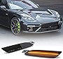 Mingrui test 2pcs Amber Full LED Bumper Side Marker Light Kit Compatible With 2014-2016 Porsche Panamera Smoked Lens Turn Signal Lights Replace OEM Front Sidemarker Lamps