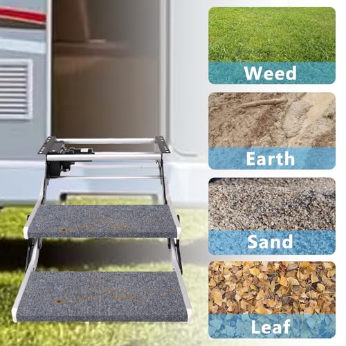 3 Pack RV Step Covers, 22 Inch RV Step Rug with Buckle, RV Stair Covers Wrap, Camper Step Covers Best Fits 8-11" Deep Camper Stairs, RV Step Rugs Gray-Blue, Kid & Pet Friendly by Hagsfire - Used condition - Image 3