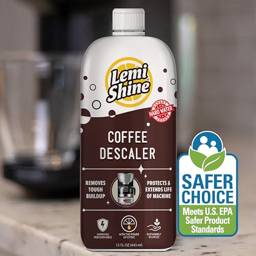 Image of Lemi Shine Coffee Descaler - Made with Food-Grade Citric Acid - 15 oz | Removes Tough Buildup - Food-Grade Citric Acid Coffee Maker Cleaner for Nespresso, Keurig, and More