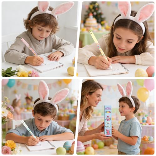 wokdsbl 6 Stück Ostern Löschbare Gelstifte Radierbarer Gelschreiber Mit Radiergummi Thermosensible Tinte Hasen Design Geschenk Schreibwaren