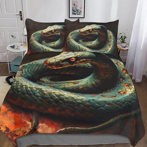 Housses de couettes serpent fermeture éclair pratique parure King 3D - 5