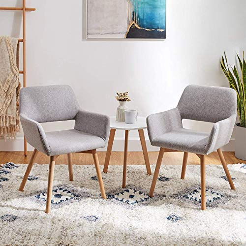 Canglong Leisure Modern Living Dining Room Accent Arm Chairs Club Guest With Solid Wood Legs, Set Of 2, Grey #TOP1