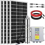 ECO-WORTHY 400W Solar Well Pump Kit, 140W Deep Well Submersible Pump with MPPT Controller Powered by 4pcs 100W Solar Panels for Off-grid Family use, Farm & Ranch, Deep Well