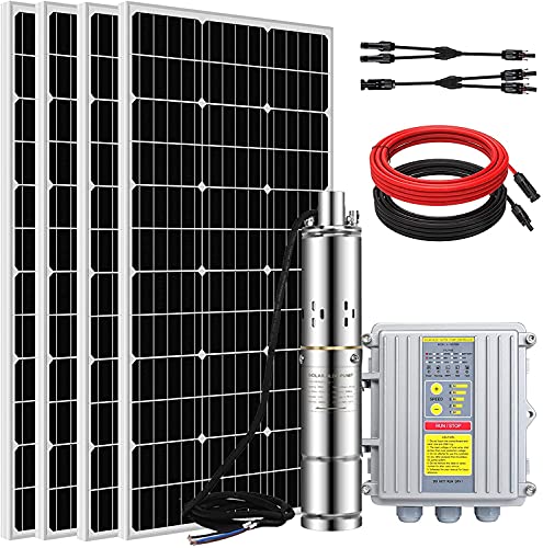 ECO-WORTHY 400W Solar Well Pump Kit, 140W Deep Well Submersible Pump with MPPT Controller Powered by 4pcs 100W Solar Panels for Off-grid Family use, Farm & Ranch, Deep Well