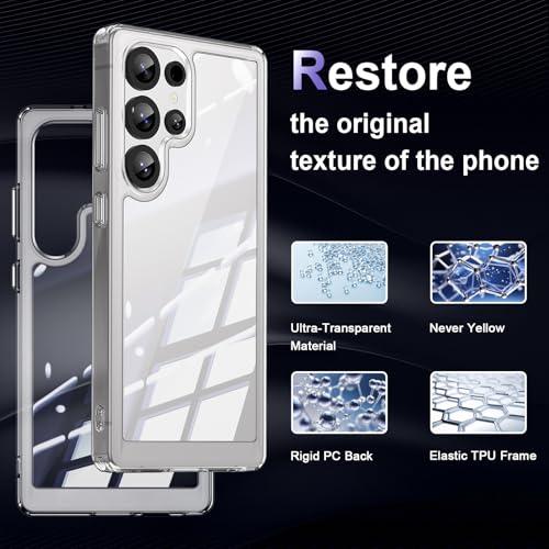 Image of Case for Samsung Galaxy S25 Ultra 5G, Military Grade Drop Protection Phone Case, Yellowing Resistant, Anti-Scratch Hard PC Back, Shockproof Hard Ultra-Thin Protective Cover, Clear